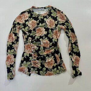 Paco Rabanne floral viscose snap blouse size 36 pre owned